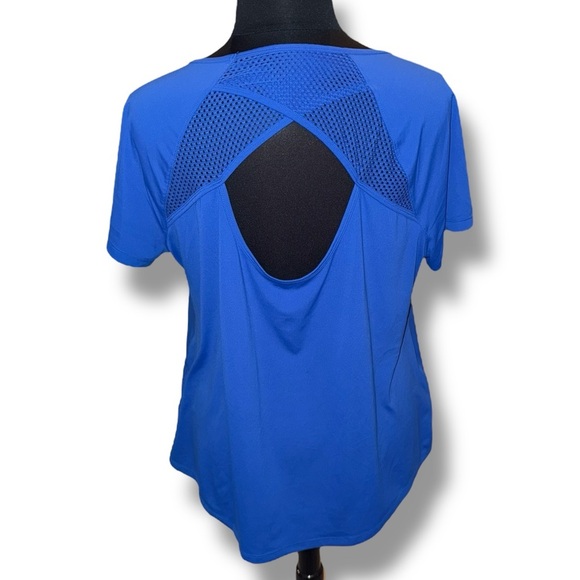 LANE BRYANT LIVI ACTIVE Wicking Mesh Inset Active Tee - 18/20 Blue Marine - Picture 5 of 12